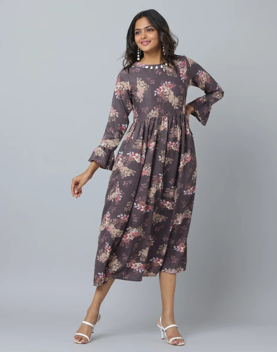 Georgette Floral Print Casual Dress