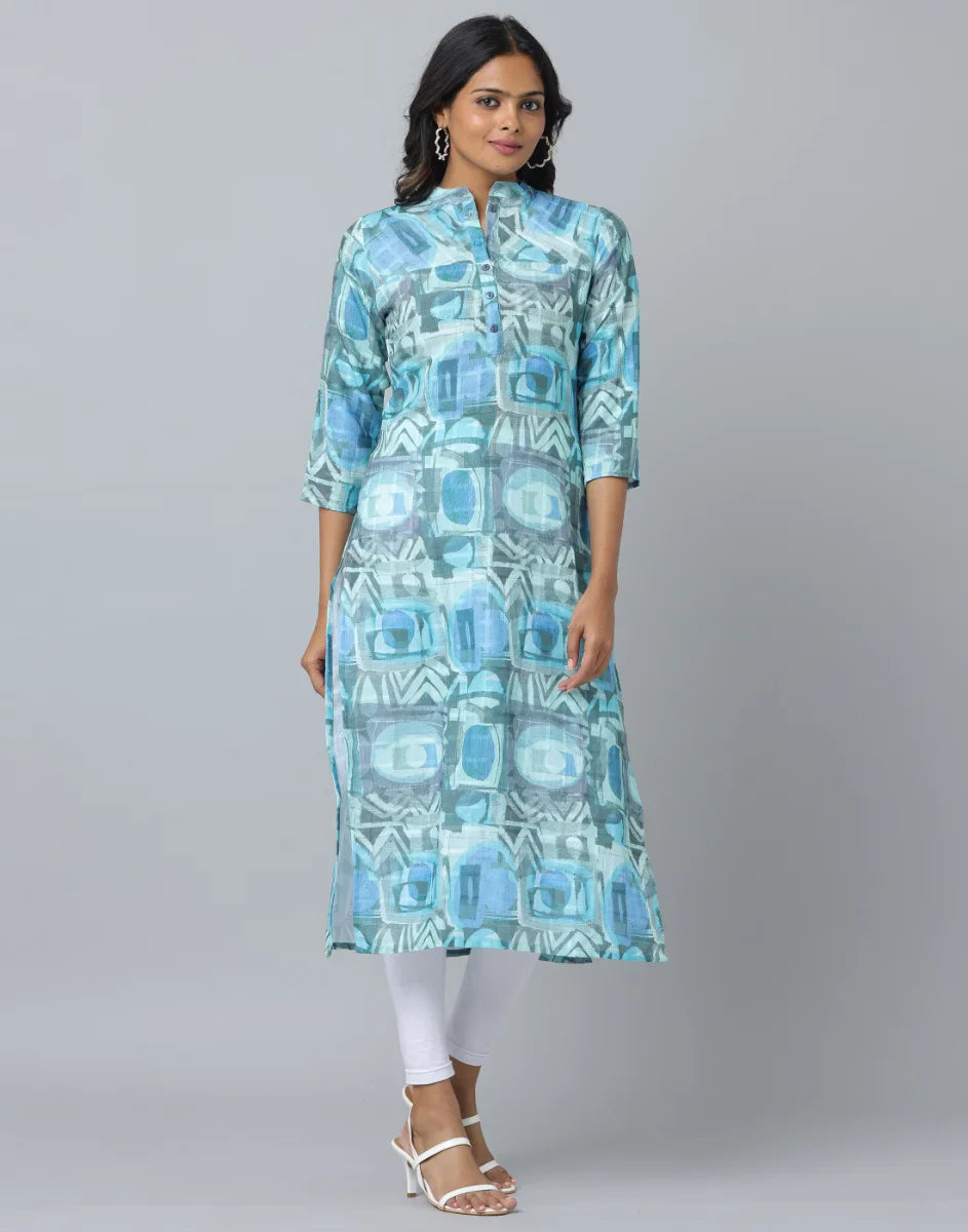 Floral Print 3/4 Sleeve Kurta