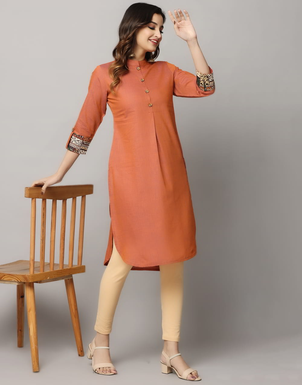 U Shaped Slim Fit Kurta