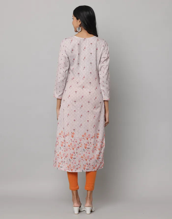 Floral Printed Full Sleeve Straight Cut Kurta