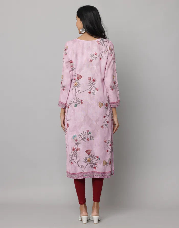 Floral Printed Full Sleeve Straight Cut Kurta