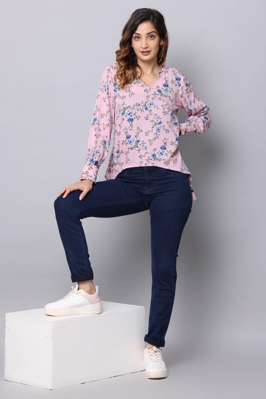 V Neck Full Sleeve Floral Top