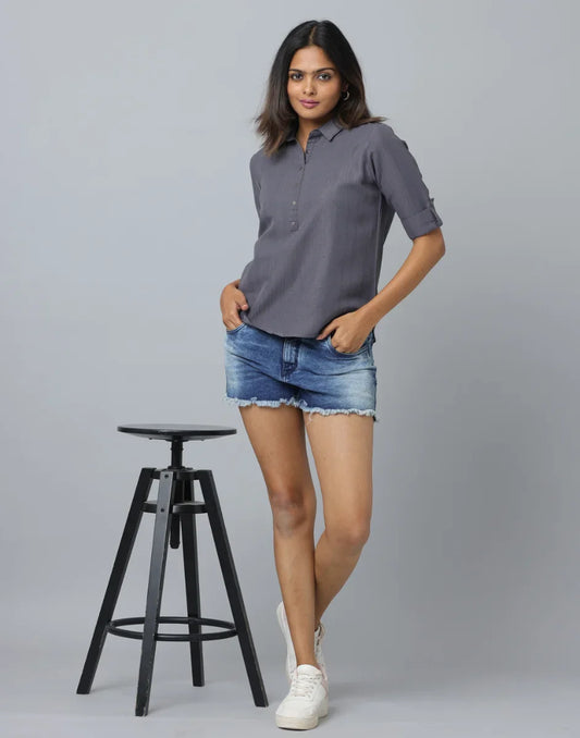 Shop Grey Western Top