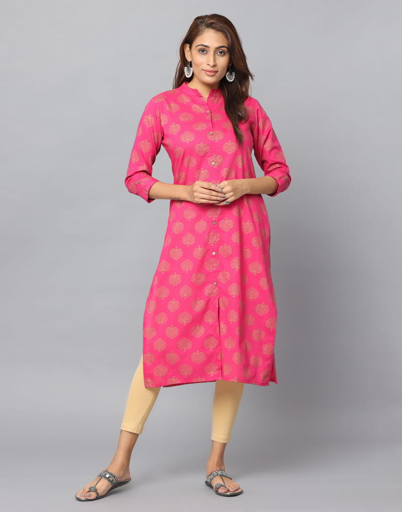 Pink Slim Fit Kurta