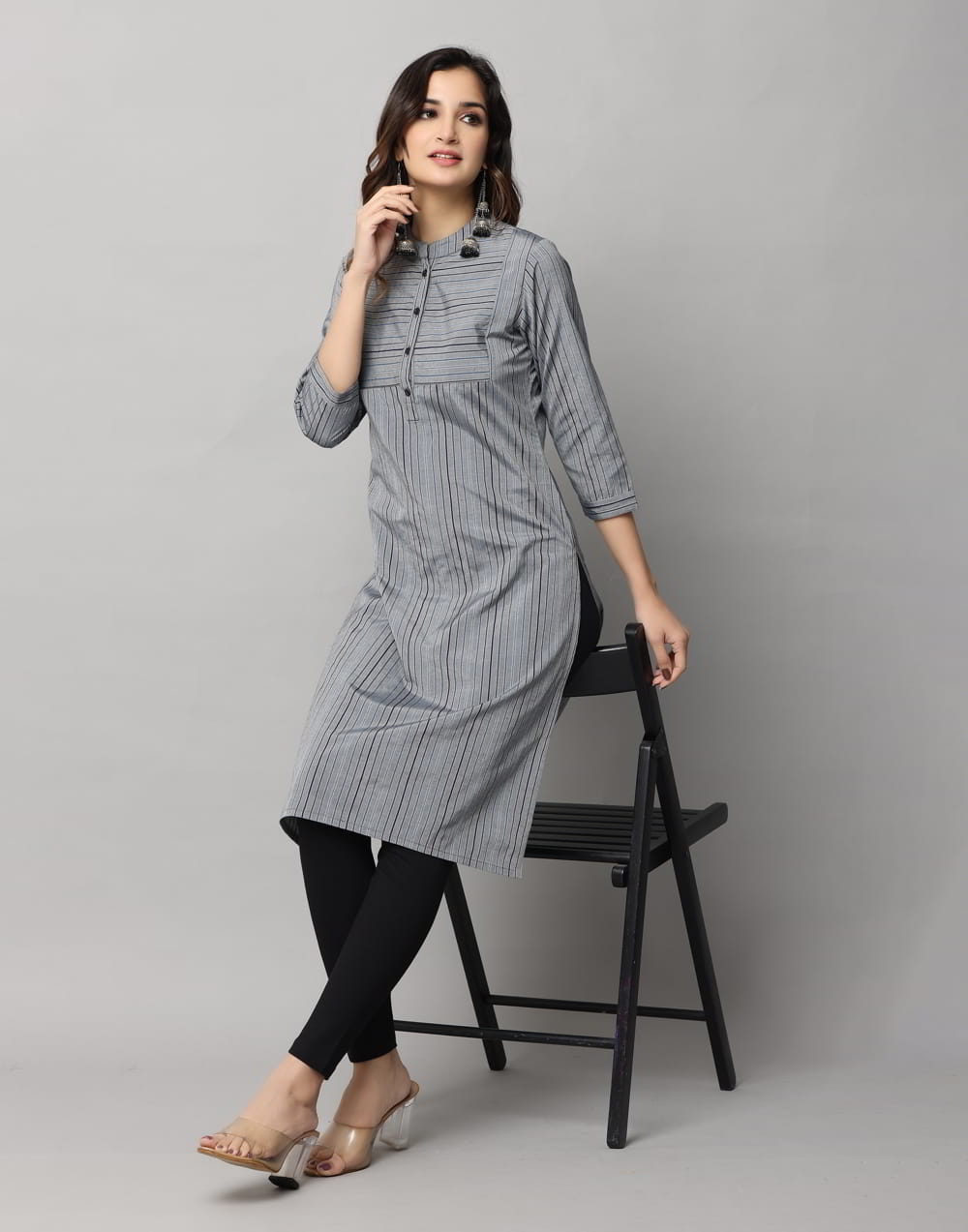 Straight Cut Kurta with 3/4th Sleeves