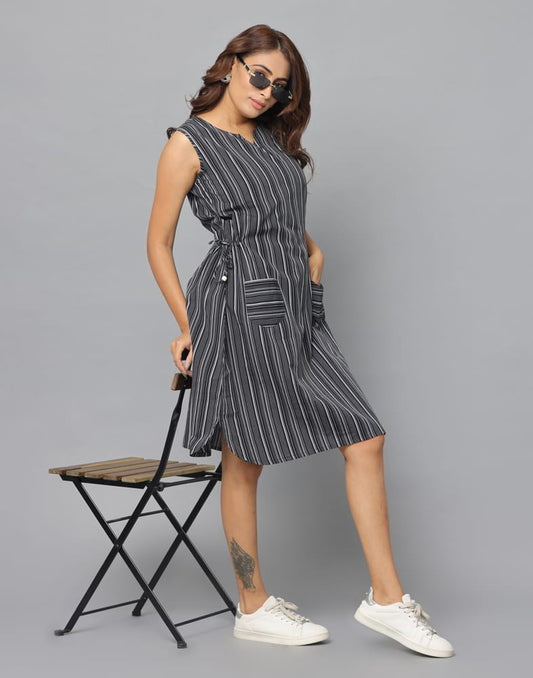 printed stripe slim fit kurti 