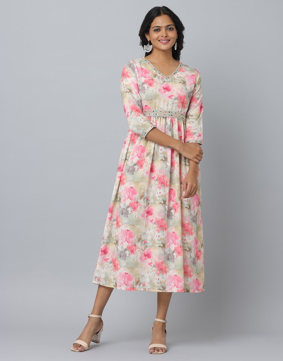  Floral Print ethnic Dress