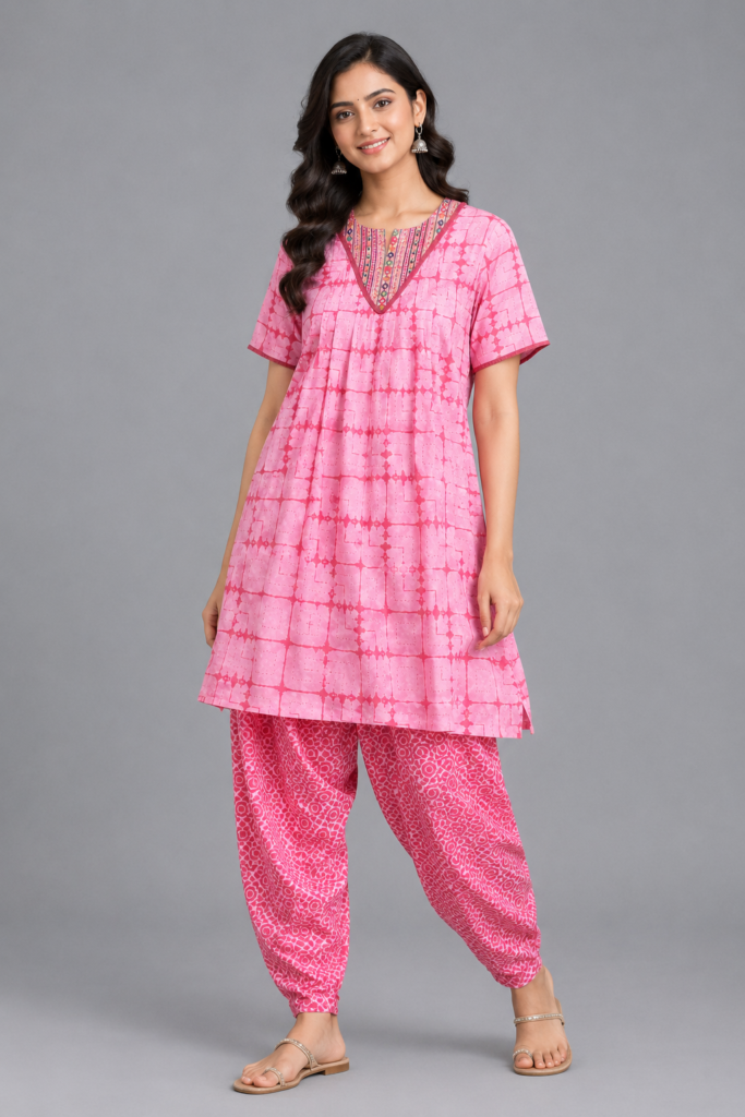 Gulabi Shibori Dhoti Set