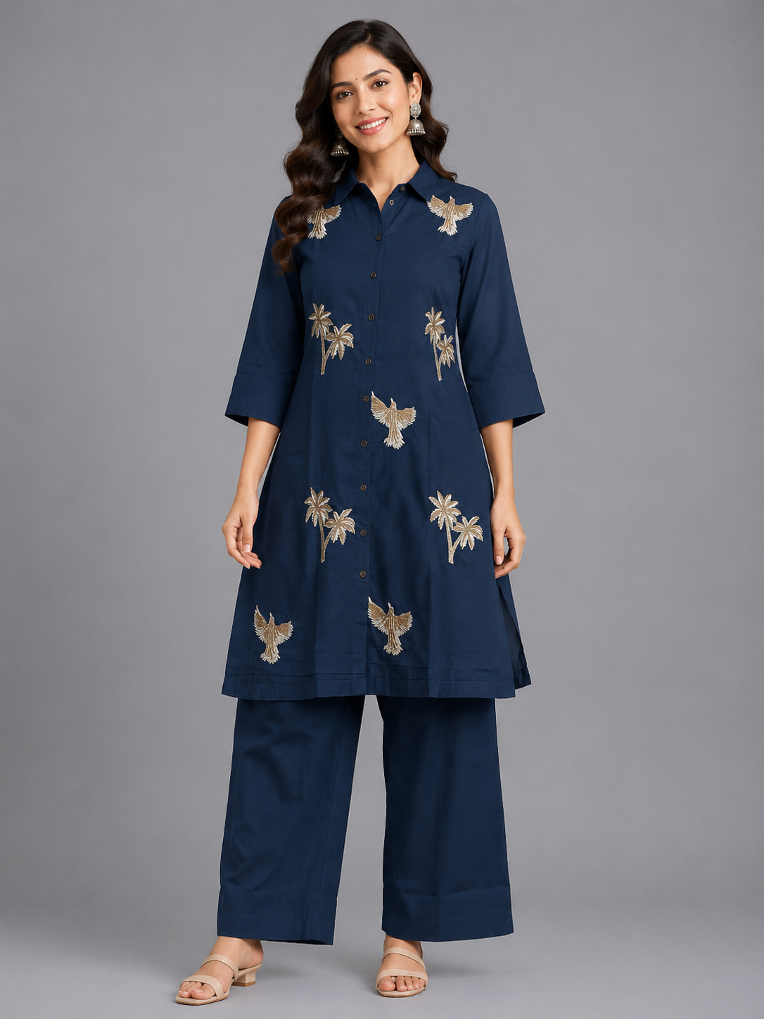Indigo Palm Zardozi Co-ord