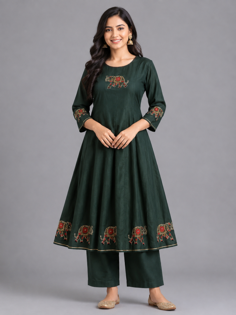 Emerald Haathi Anarkali Set