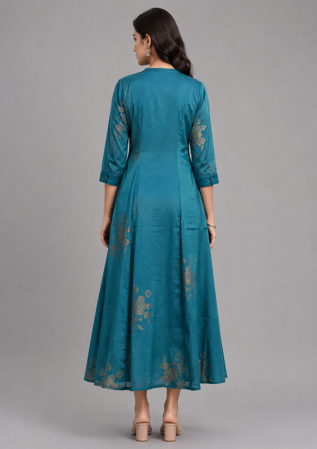 Teal Zari Bloom Gown - Image 2