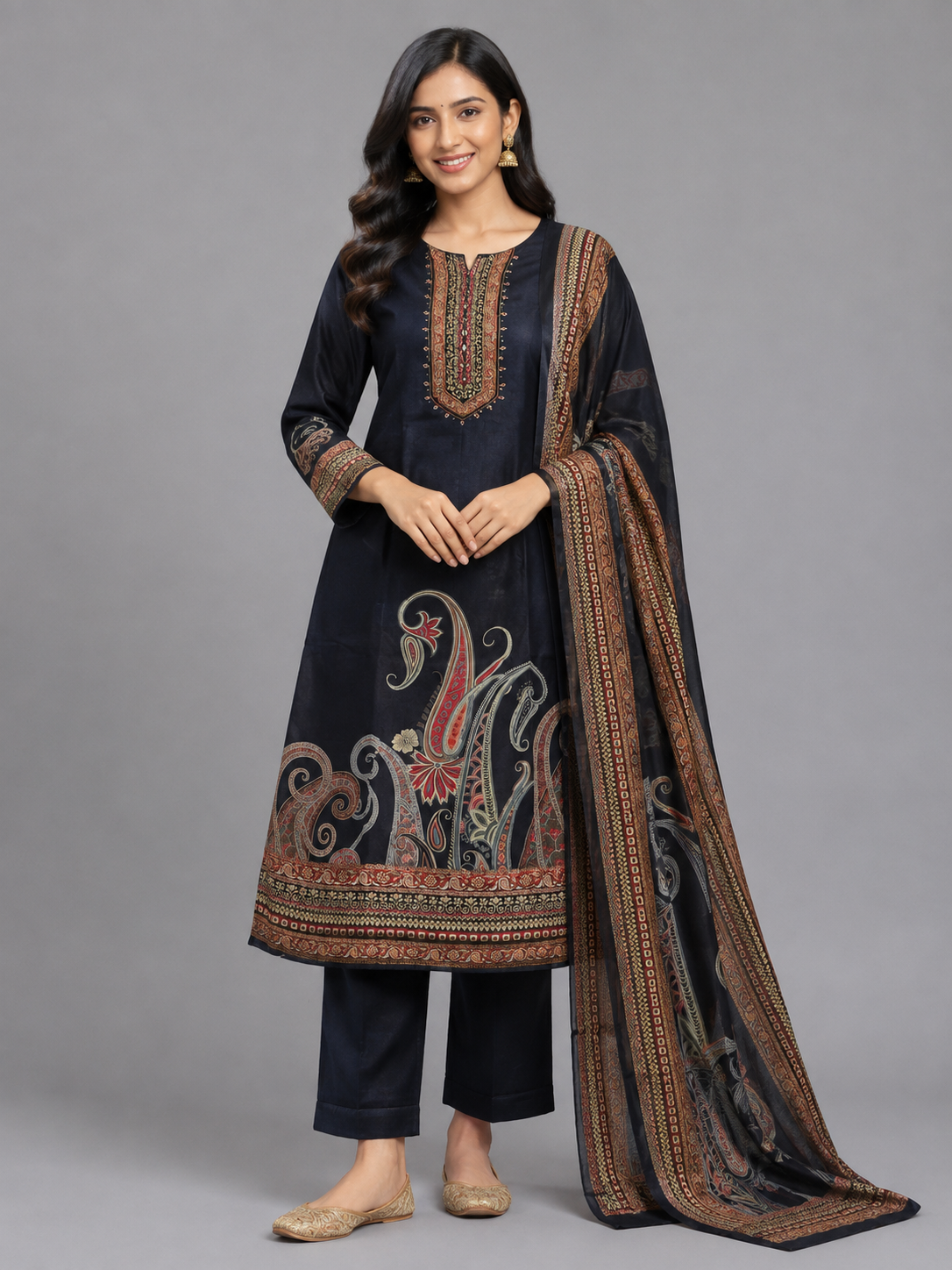 Kashmiri Paisley Noir Suit