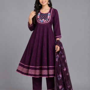 Wine Gulmohar Anarkali Suit