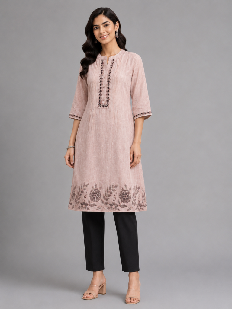 Rose Dust Embroidered Kurta