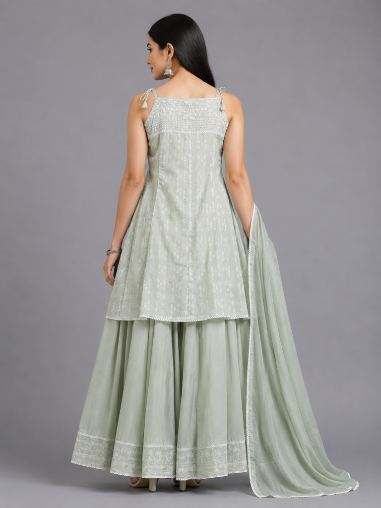 Sage Chandni Sharara Set