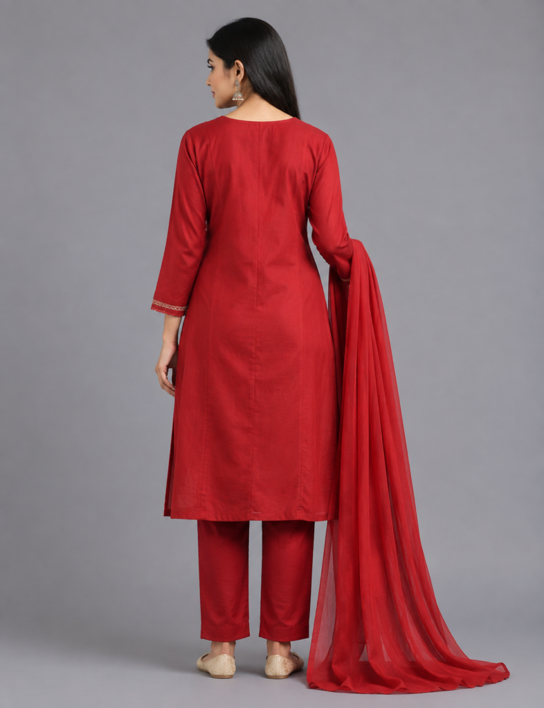 Scarlet Zari Silk Suit